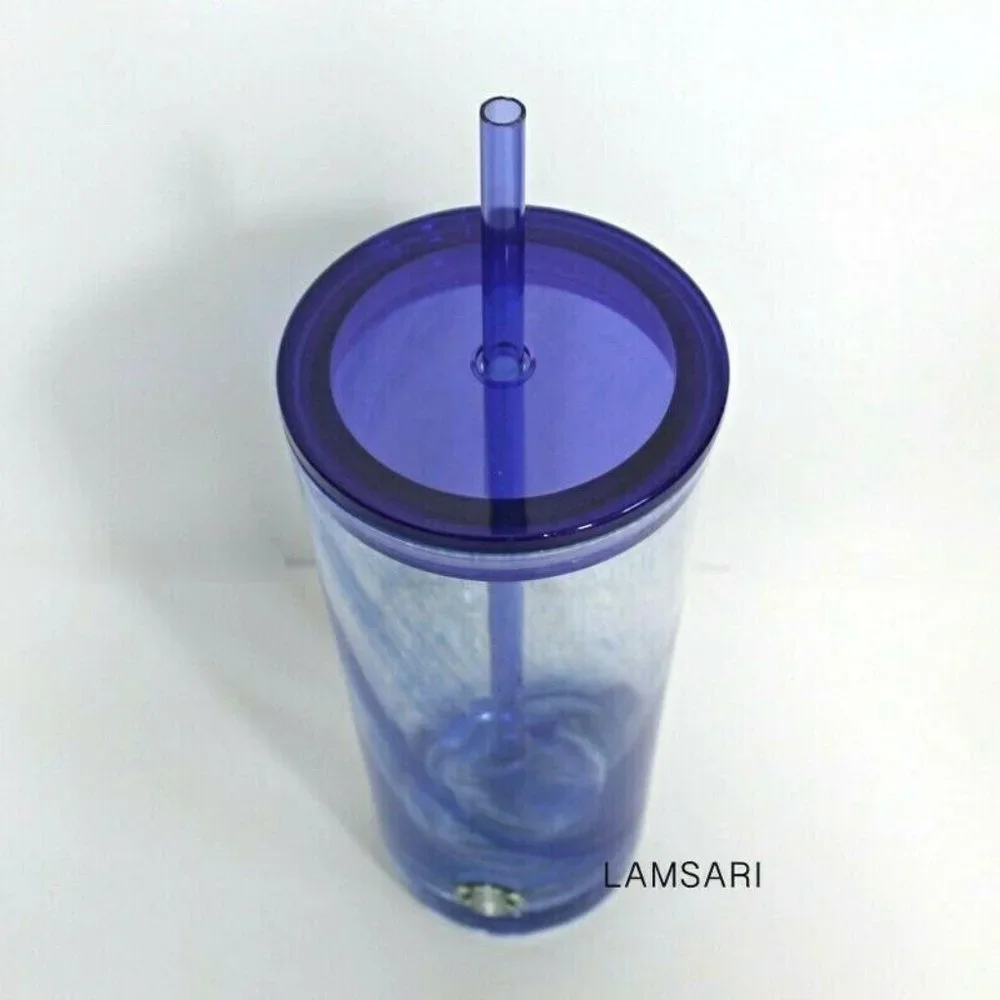 Starbucks Summer 2020 Blue Swirl Glass Tumbler 18 oz